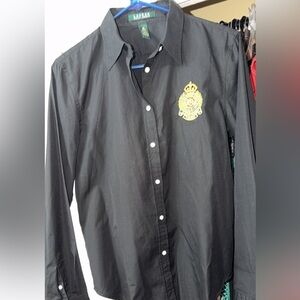 Polo by Ralph Lauren Black Button Down Shirt with Gold Crest